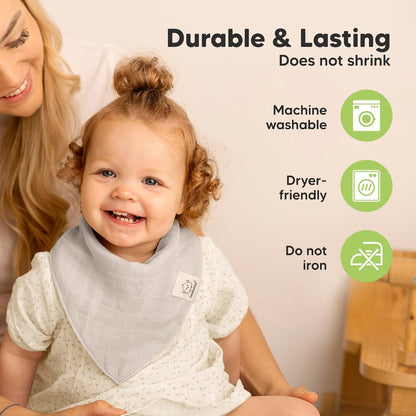 8-Pack Muslin Baby Bibs for Boys, Girls - Muslin Bandana Drool Bibs for Baby Girl & Boy, Drooling