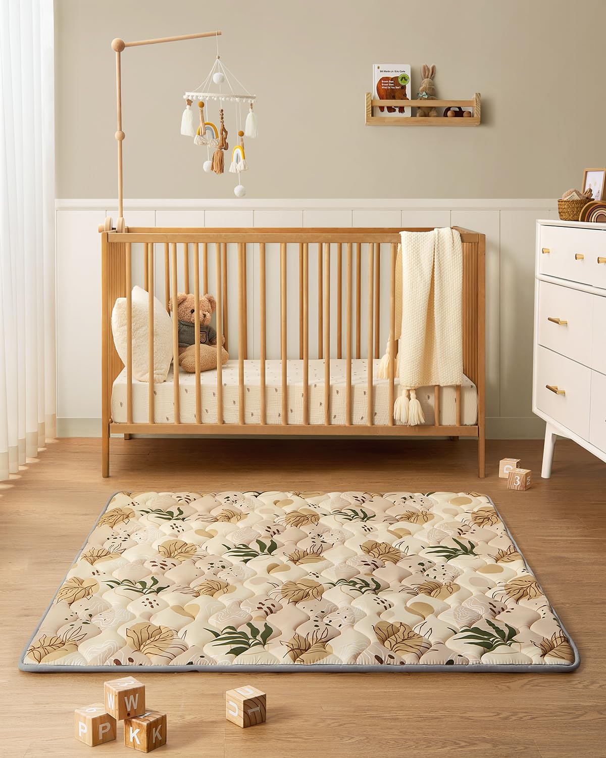 Blissful Diary Baby Play Mat, 47x47 Infant Play Mat for Playpen, Thicken Foam Cushioned Baby Mat