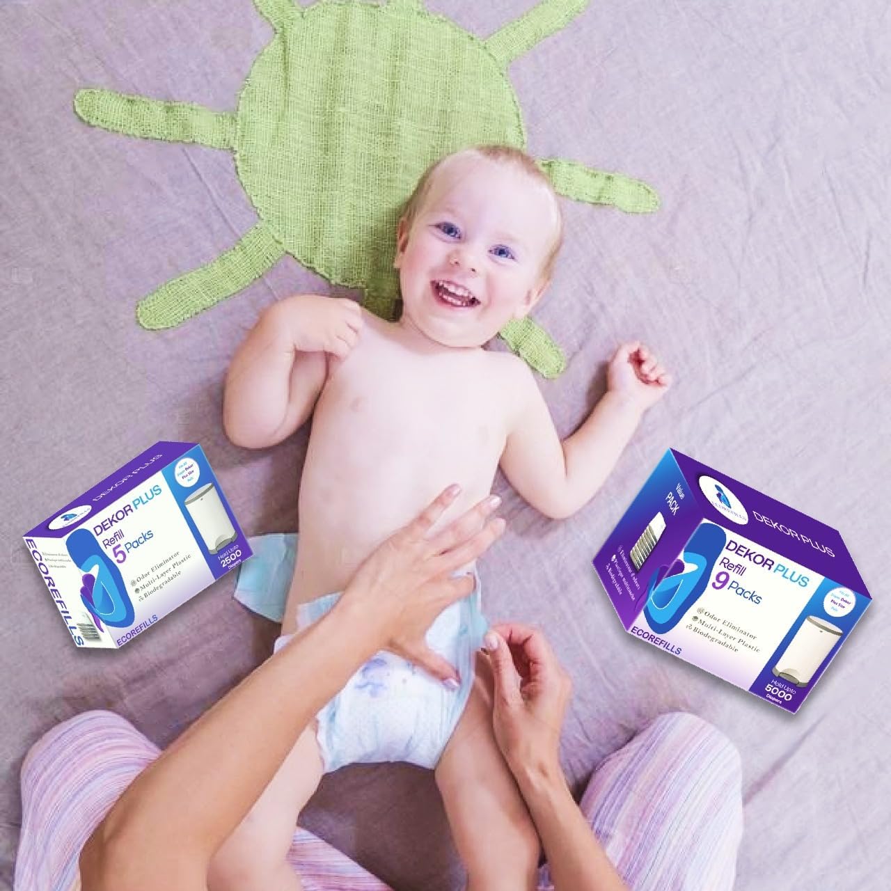 ECO-REFILLS Diaper Pail Refills - Fits Dekor PLUS Extra Thick, Powerful Odor Elimination & Fresh