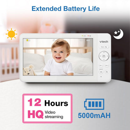 VTech [2025 Upgrade Baby Monitor with 7" IPS Screen, Pan Tilt Zoom Camera, No WiFi Video Baby