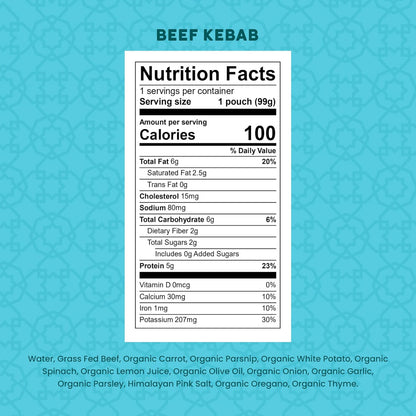Serenity Kids 7+ Months World Explorers Beef Kebab Baby Food Pouches - Grass-Fed Beef & Organic