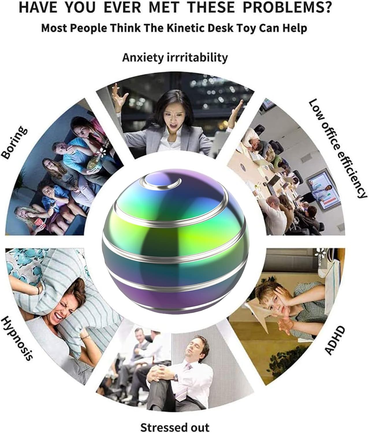 Fidget Toys for Adults Kids, 1.77" Kinetic Spinning Desk Toys for Office for Adults, Kinetic Fidget
