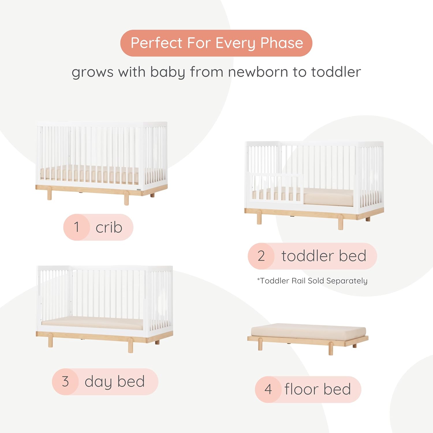 dadada Baby Bliss 4 in 1 Convertible Crib to Toddler Bed & Floor Bed – Made in Italy, GREENGUARD