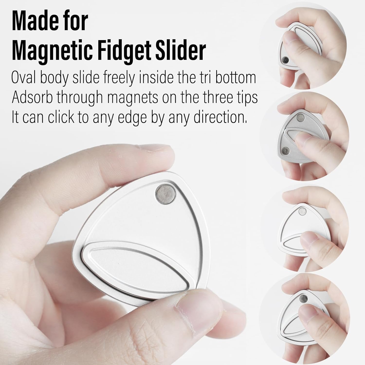 FREELOVE Pivot Magnetic Fidget Slider, Metal Worry Coin Haptic Clicker for Adults, Triangle