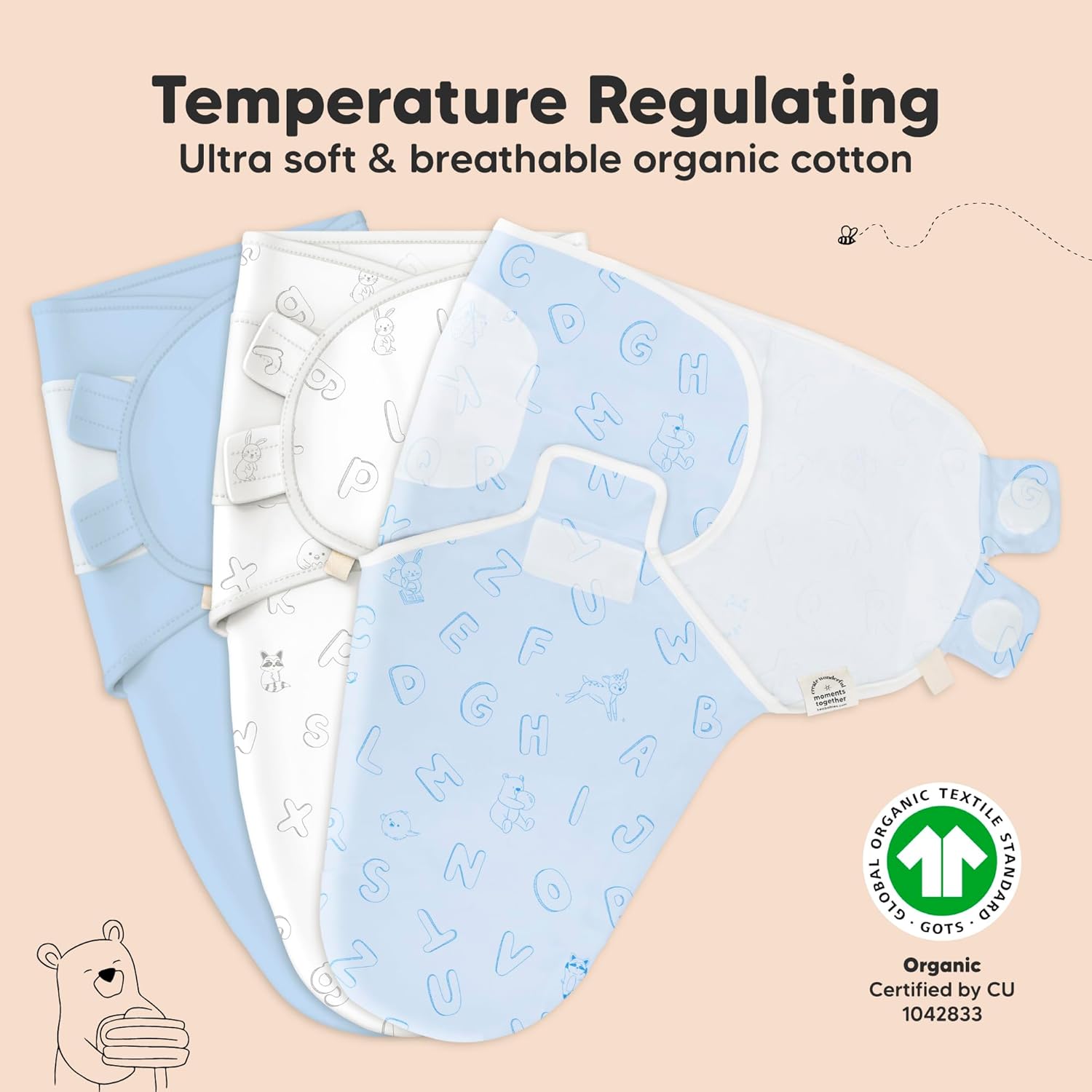 3-Pack Organic Baby Swaddle Sleep Sacks - Swaddles for Newborns, Infant 0-3 Months, Baby Girls