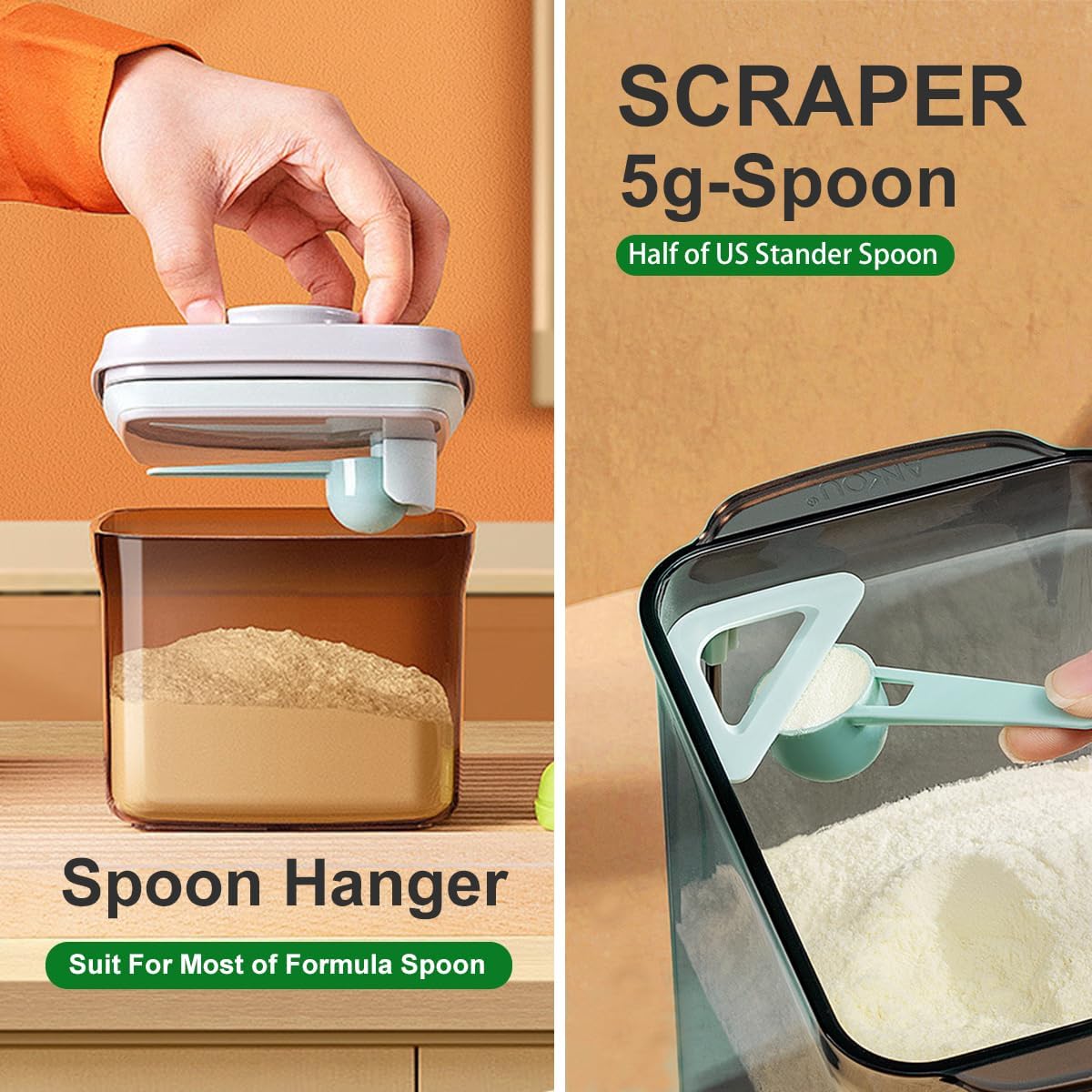 Formula Container, 1700Ml/730g Airtight Formula Dispenser, One Button Handy Pop Up Food Containers