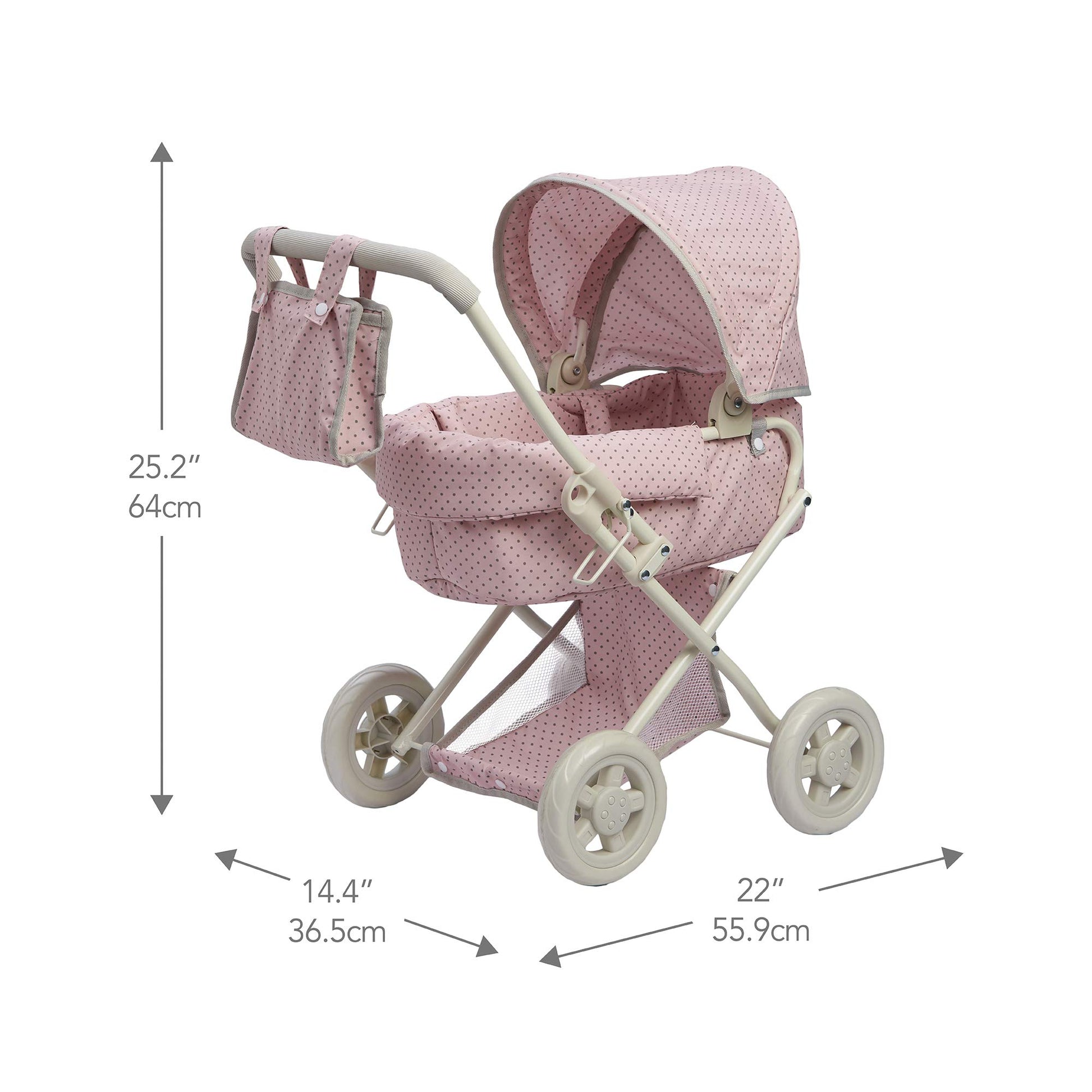 Olivia's Little World Buggy-Style Baby Doll Stroller with Retractable Canopy, Storage Underneath
