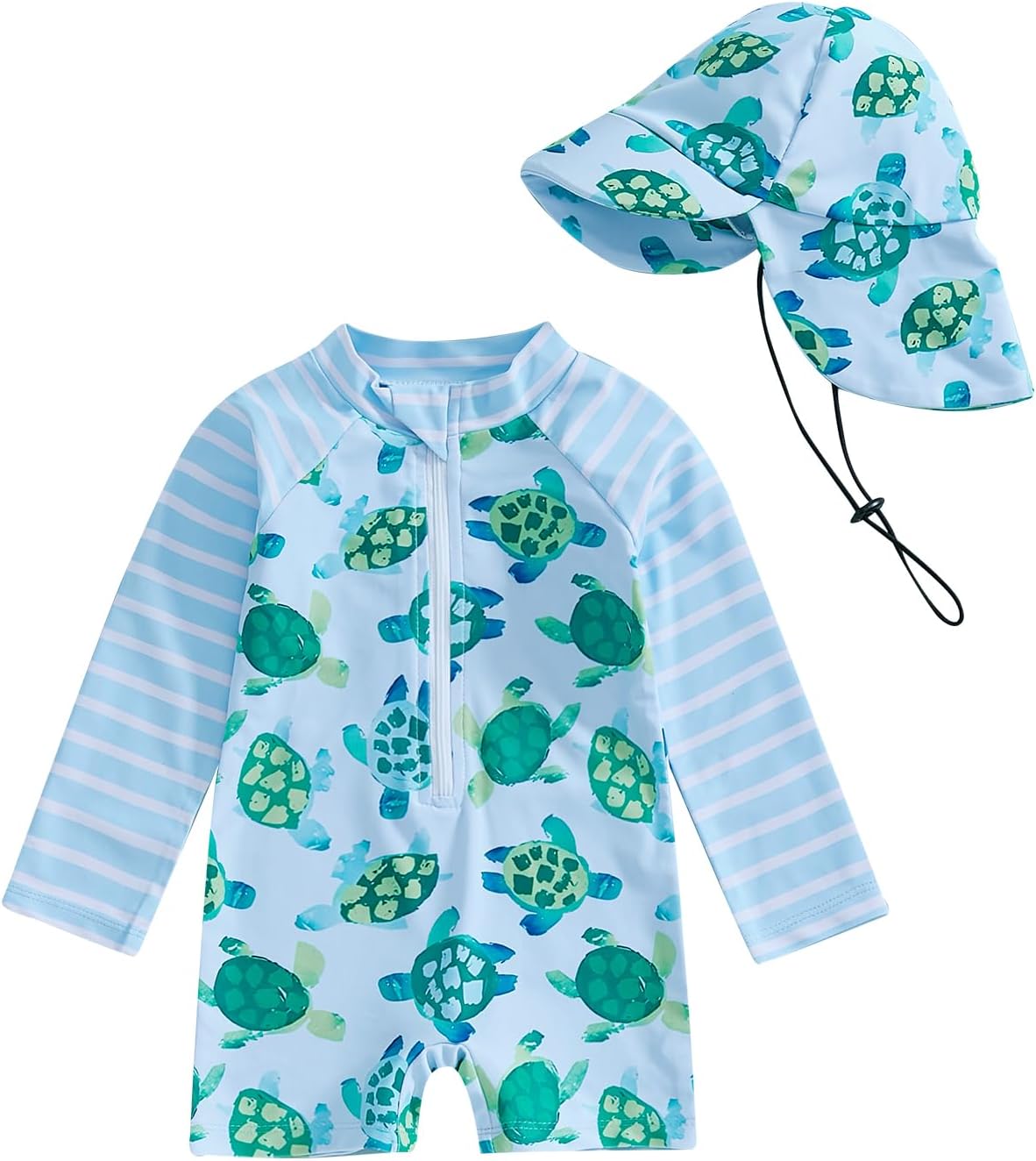 Hnyenmcko Baby/Toddler Boy Rash Guard Swimsuit Long Sleeve One Piece Zipper Swimwear Sunsuit Infant