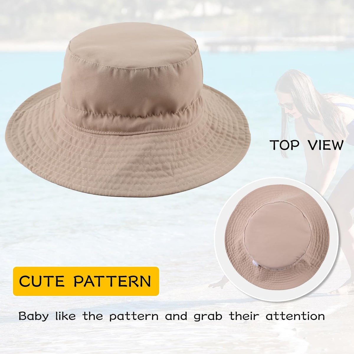 Peecabe Summer Baby Sun Hat for Boys Girls UPF 50+ Wide Brim Toddle Bucket Hat Adjustable Baby