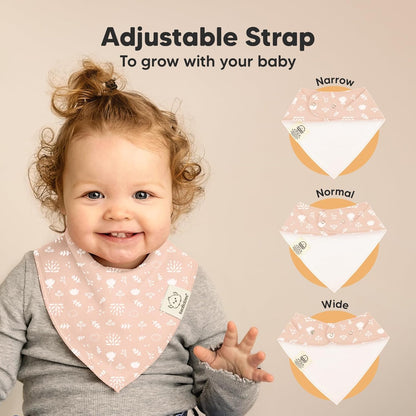 8-Pack Organic Baby Bandana Bibs for Girls - Super Absorbent Triangle Baby Bibs for Drooling and
