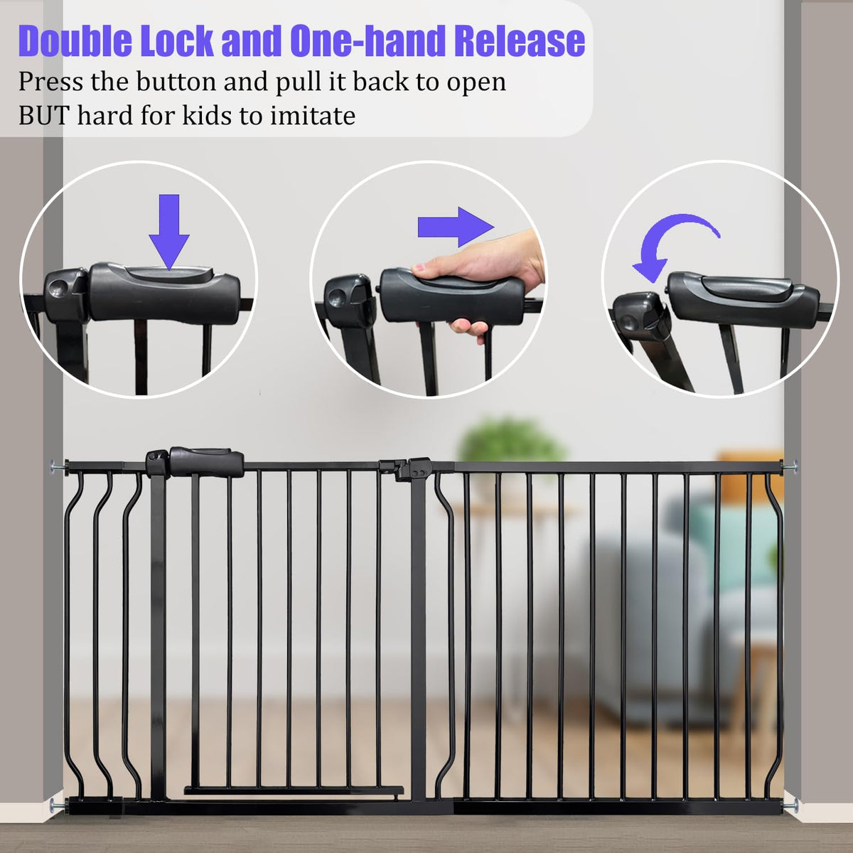 Extra Wide 76.4-81 Inch Large Baby Gates for Stairs, Doorways - No Drilling, Pressure Mounted Pet