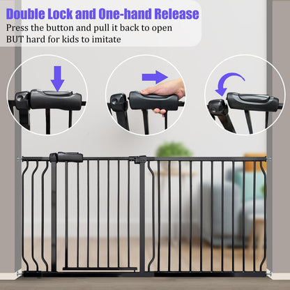 Wide Baby Gate 67-71.5 Inch Heavy Duty Steel Safety for Stairs, Pressure-Mounted Indoor Dog, No