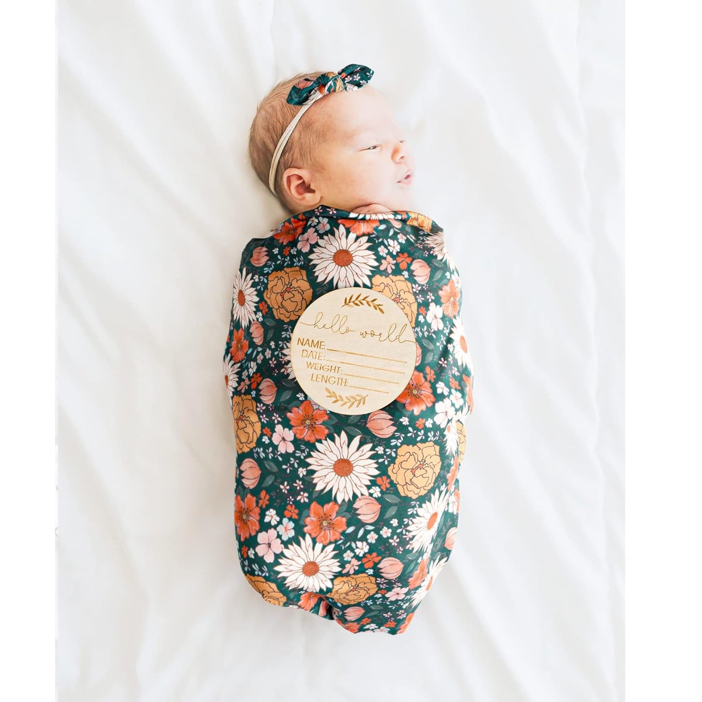 Konssy Baby Girl Newborn Receiving Blanket with Matching Headband and Beanie Set Baby Swaddle