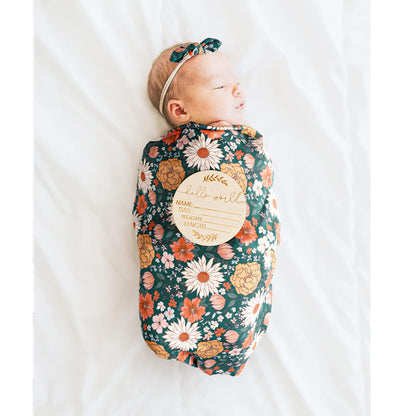 Konssy Baby Girl Newborn Receiving Blanket with Matching Headband and Beanie Set Baby Swaddle