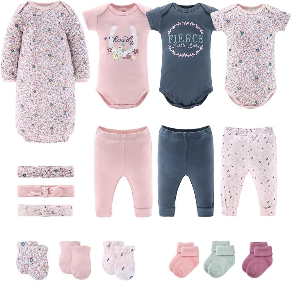 The Peanutshell Baby Layette Gift Set for Girls - 16 Piece New Born Girl Gift Set, Baby Clothes