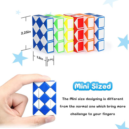 Ganowo 24 Pack Fidget Snake Cube, Mini Twist Puzzle Party Bag Fillers Bulk Toys for Kids Teens
