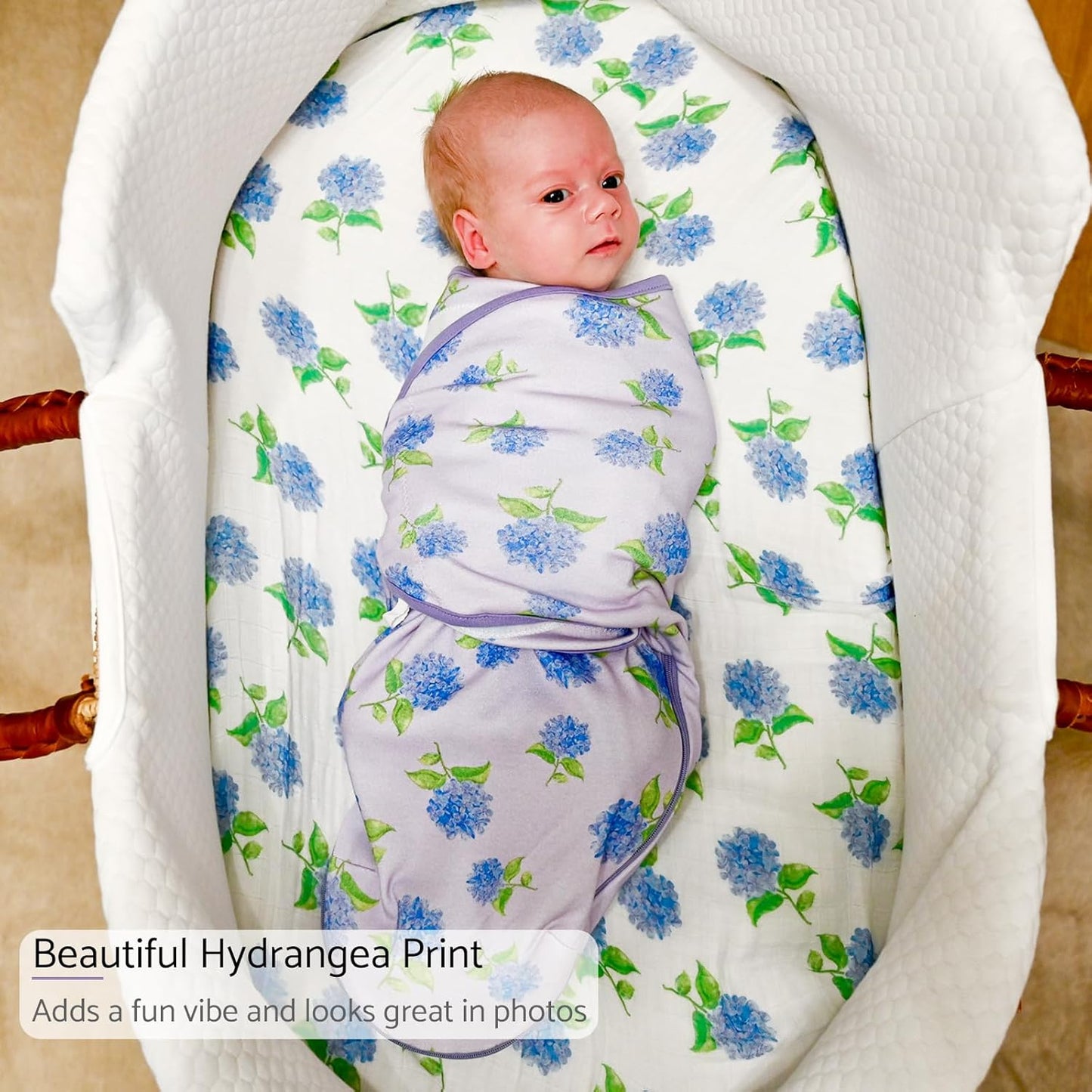 LollyBanks Baby Swaddles 100% Organic Cotton, 0-3 Months Baby Girl Swaddles with Easy Change