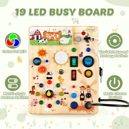 Joyreal Wooden Busy Board for Toddlers - Montessori Toys for 1 2 3 Year Old