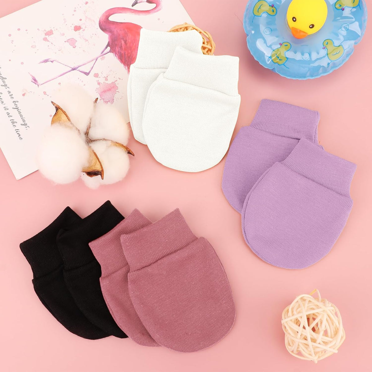 Newborn Baby Mittens No Scratch Cotton Elastic Wrist Gloves Infant Toddler Mittens for Baby Boy