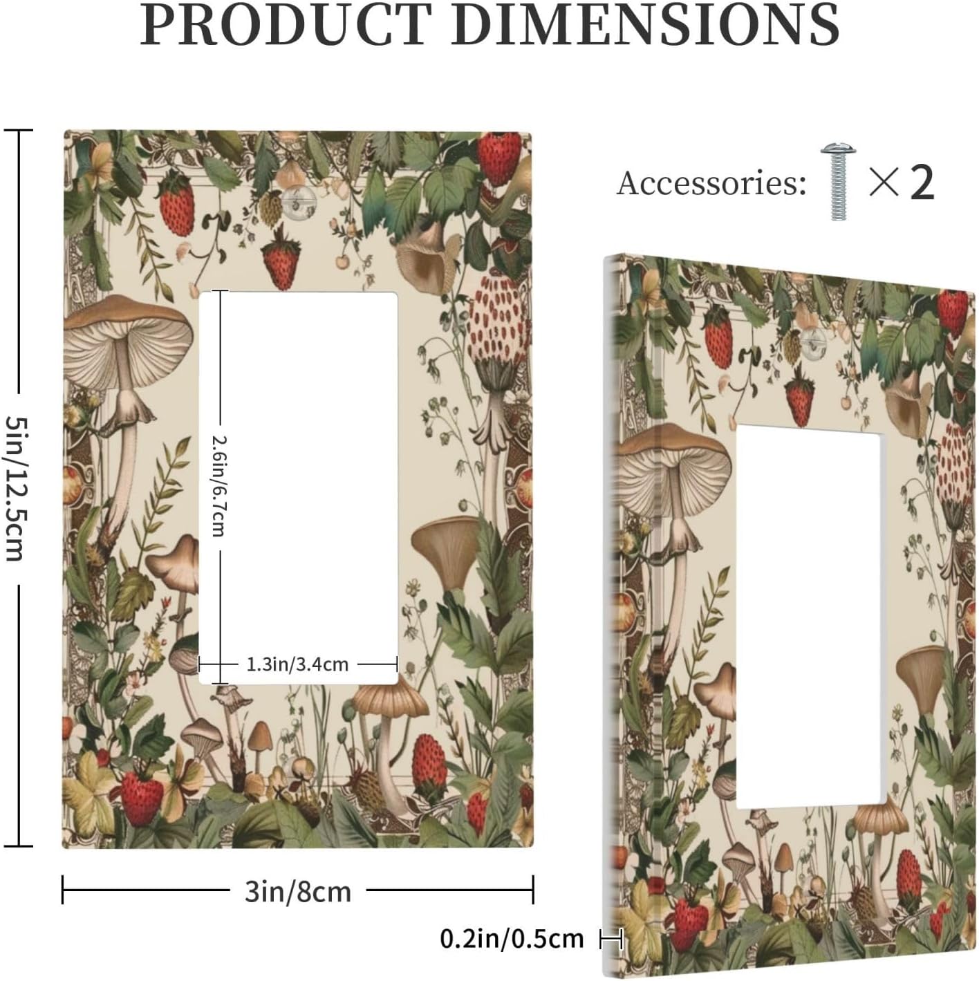 Decorative Outlet Covers Rustic Mushroom Garden Red Strawberry 1 Gang Single Decora GFCI Device