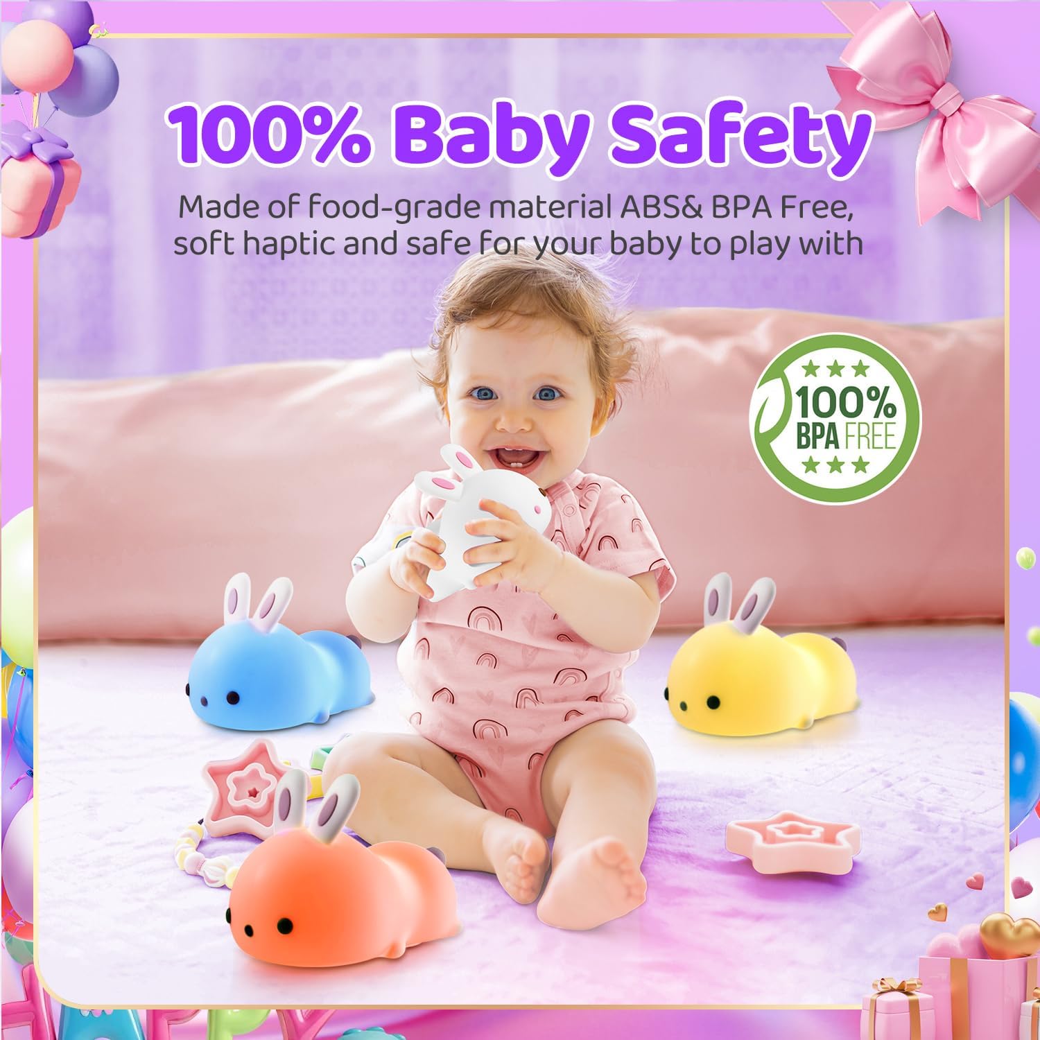 One Fire Night Light for Kids Room, Timer Baby Toddler Nursery Animal Battery Remote Kawaii Night