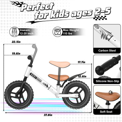 Toddler Balance Bike for 2 3 4 5 Year Old with【Light-Up Wheels & Fender】,Kids Balance Bike, Kids