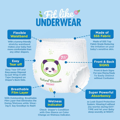Pull-On Baby Diapers | Ultra-Slim, Hypoallergenic, Super Soft, Vegan | Size 7 (5T-6T, 37 lbs and