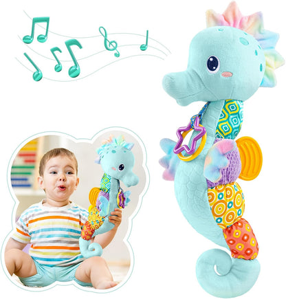 Baby Toys 0 to 12 Months, Musical Stuffed Animal Activity Soft Toys with Multi-Sensory Crinkle