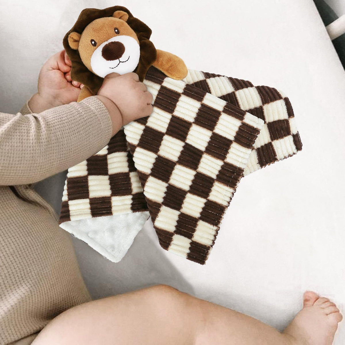 Baby Lovey Blanket for Boys Girls Super Soft Checkerboard Gingham with Minky Dot Fabric Backing