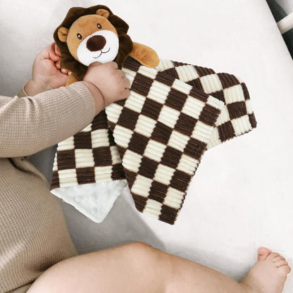 Baby Lovey Blanket for Boys Girls Super Soft Checkerboard Gingham with Minky Dot Fabric Backing