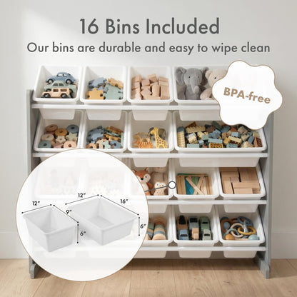 Humble Crew Kids Toy Organizer with 16 Bins, 4 Tier Storage for Playroom