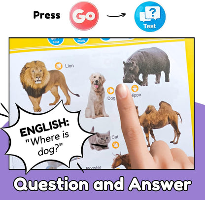 ZeenKind English Learning Talking Book for Kids 2 3 4 5 6 Years Old, 300+ Words Interactive Audio