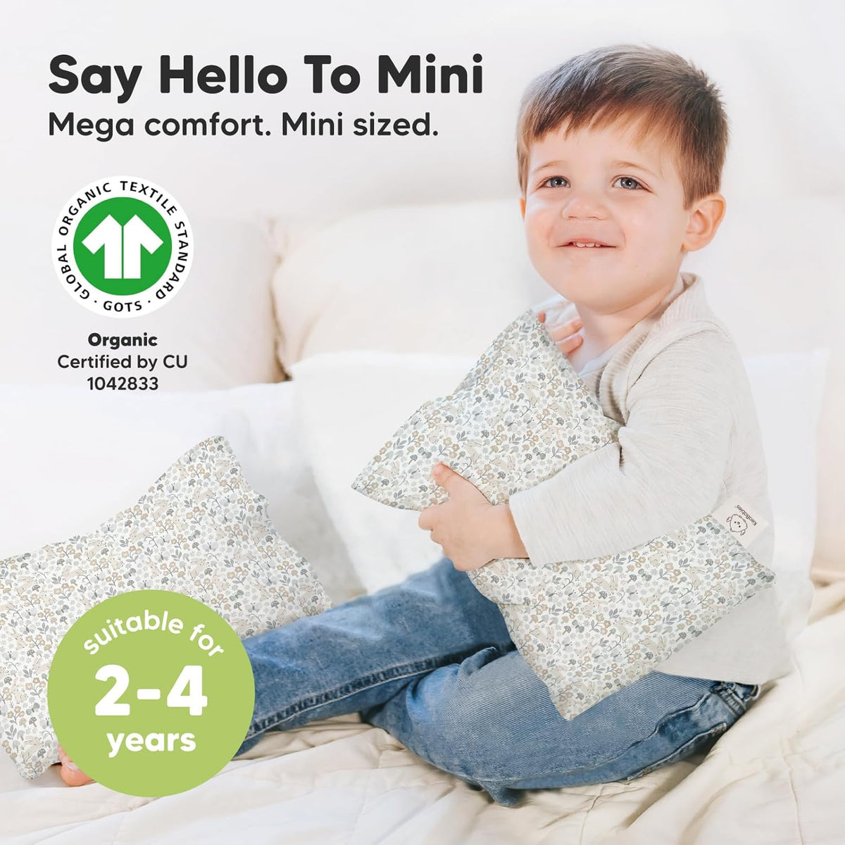 Mini Toddler Pillow with Pillowcase - 9x13 My Little Dreamy Travel Kids Pillow for Sleeping