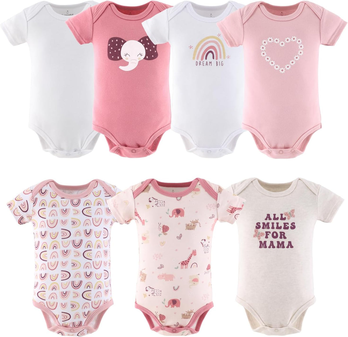 The Peanutshell Baby Girl Short Sleeve Bodysuits - 100% Cotton Infant Outfits, 0-24 Months