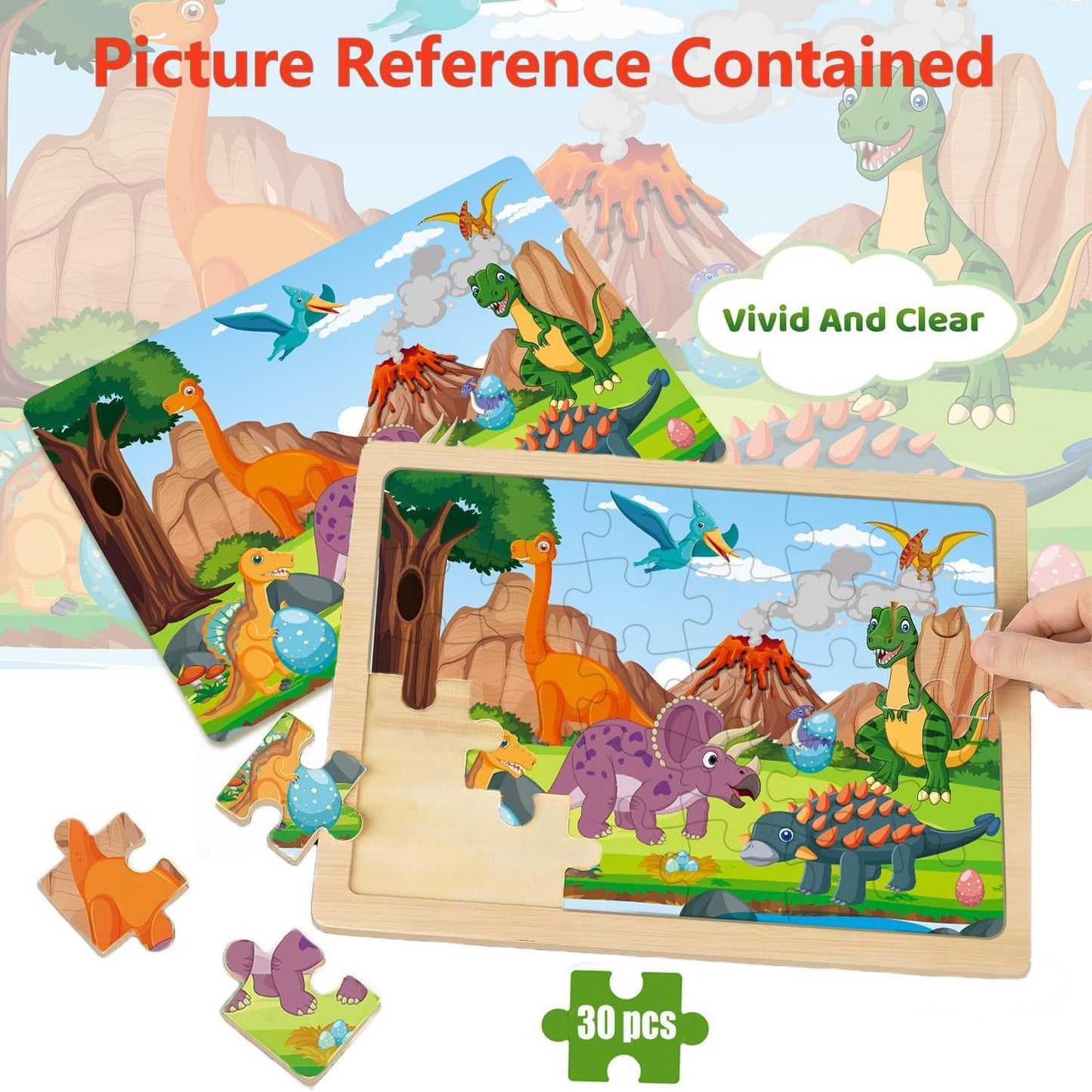 Wooden Puzzles for Kids Ages 4-6, 6 Packs 30 PCs Jigsaw Puzzles for Kids Ages 3-5 | 4-8, Wooden