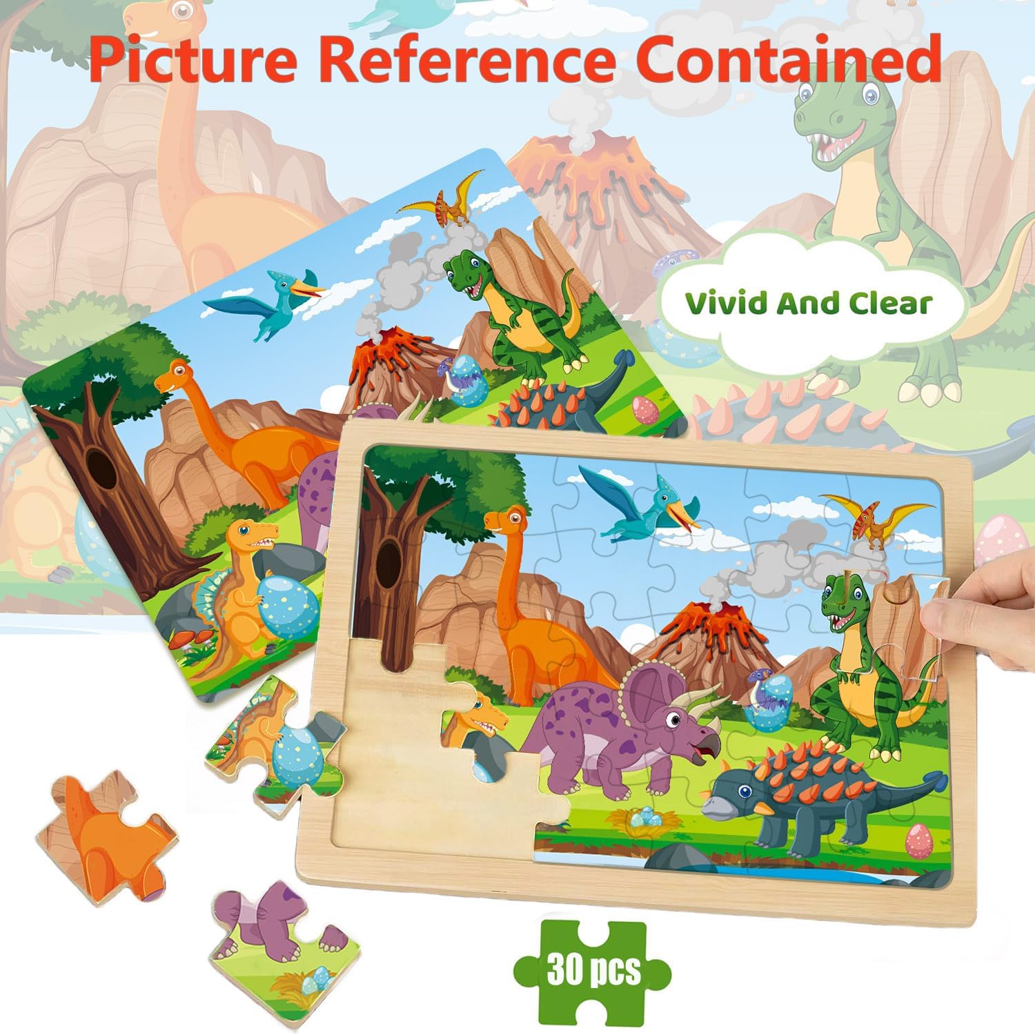 Wooden Puzzles for Kids Ages 4-6, 6 Packs 30 PCs Jigsaw Puzzles for Kids Ages 3-5 | 4-8, Wooden