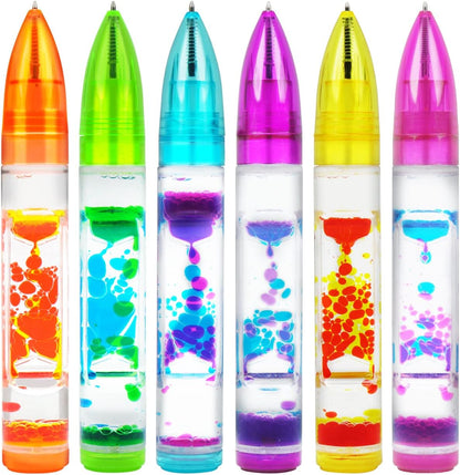 Liquid Motion Bubbler Sensory Toy Pen, Colorful Liquid Timer Pens Great for Stress and Anxiety