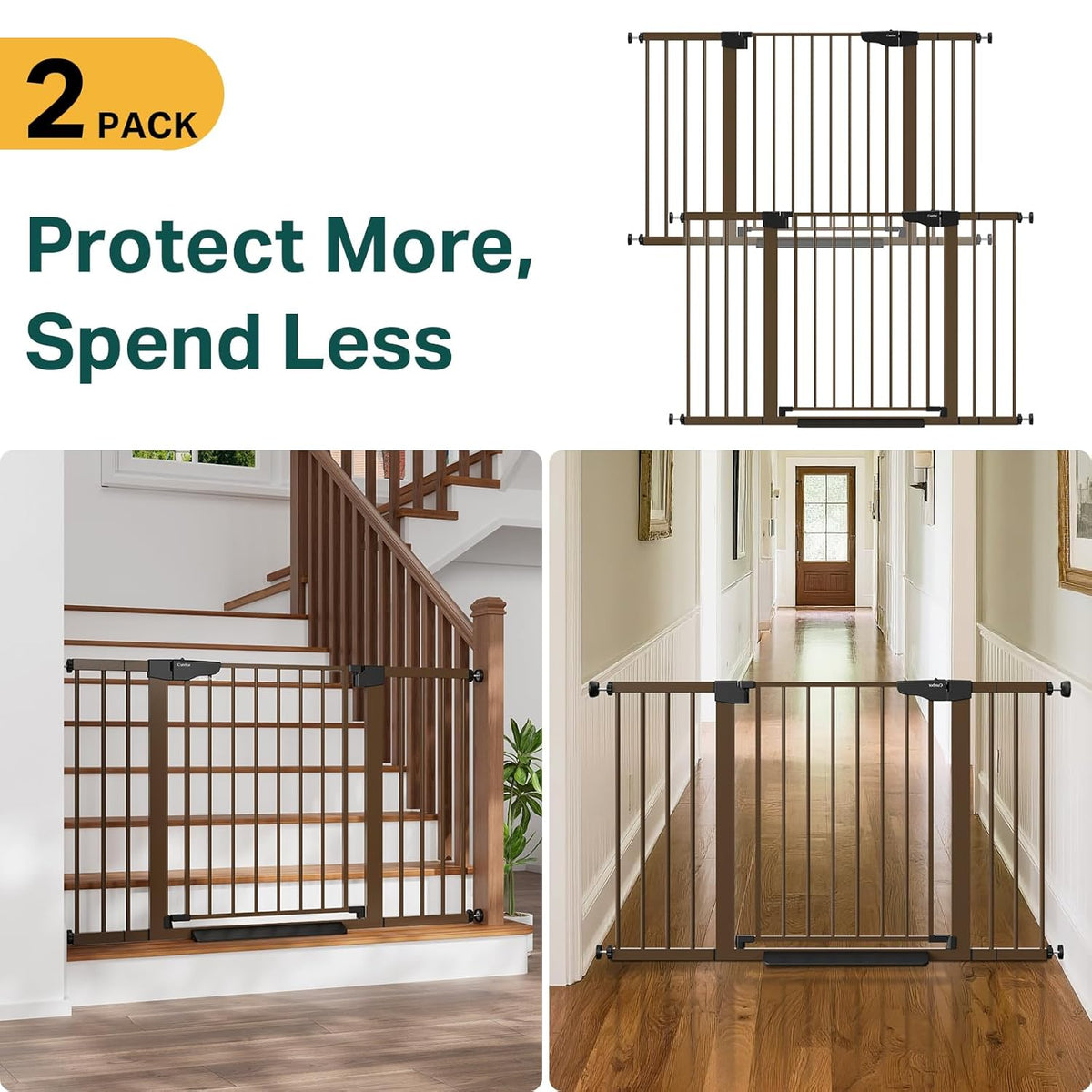 Cumbor 2 Pack 29.7"-51.5" Extra Wide Baby Gate for Stairs, Mom's Choice Awards Winner-Dog Gates for