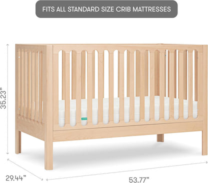 Newton Baby Galileo Standard Crib, Solid Beech Wood in Natural Color, 3-in-1 Convertible Crib with