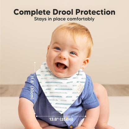 8-Pack Organic Baby Bandana Bibs for Boys, Girls - Super Absorbent Triangle Baby Bibs for Drooling