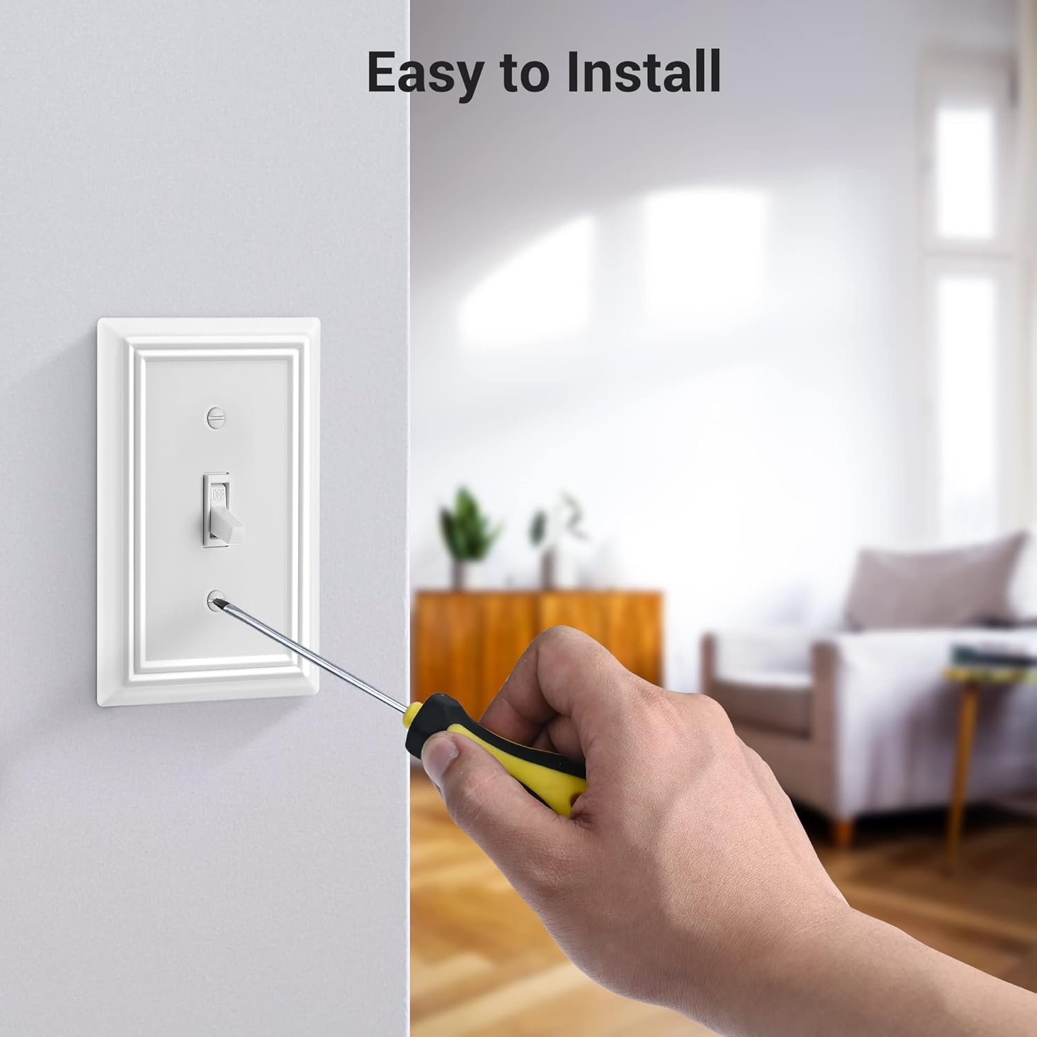 DEWENWILS 4-Pack Toggle Wallplate, Metal Light Switch Covers with White Finish, Heavy Duty Face