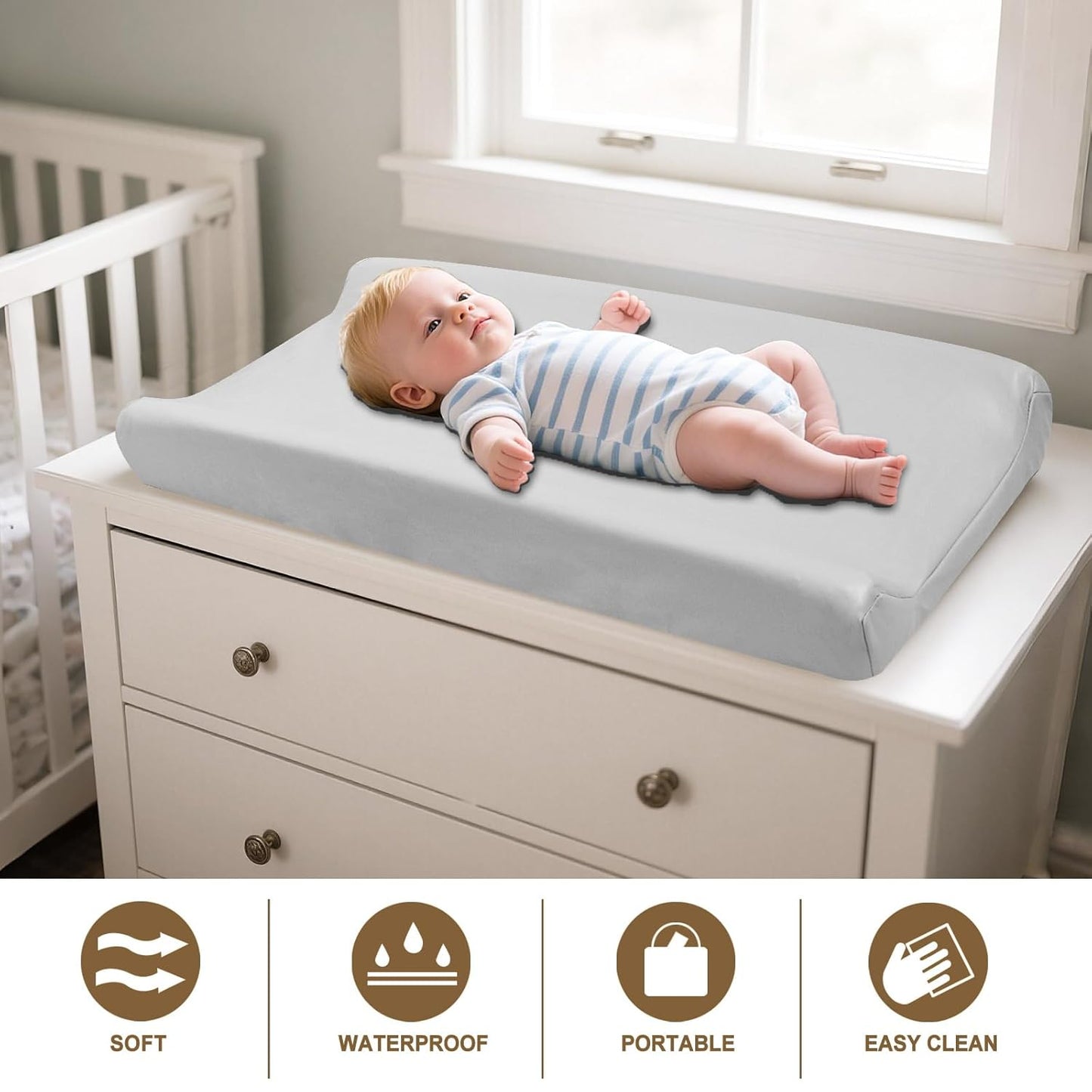 Owlowla Changing Pad Cover,Waterproof Changing Pad Covers-Soft Leather Diaper Changing Table