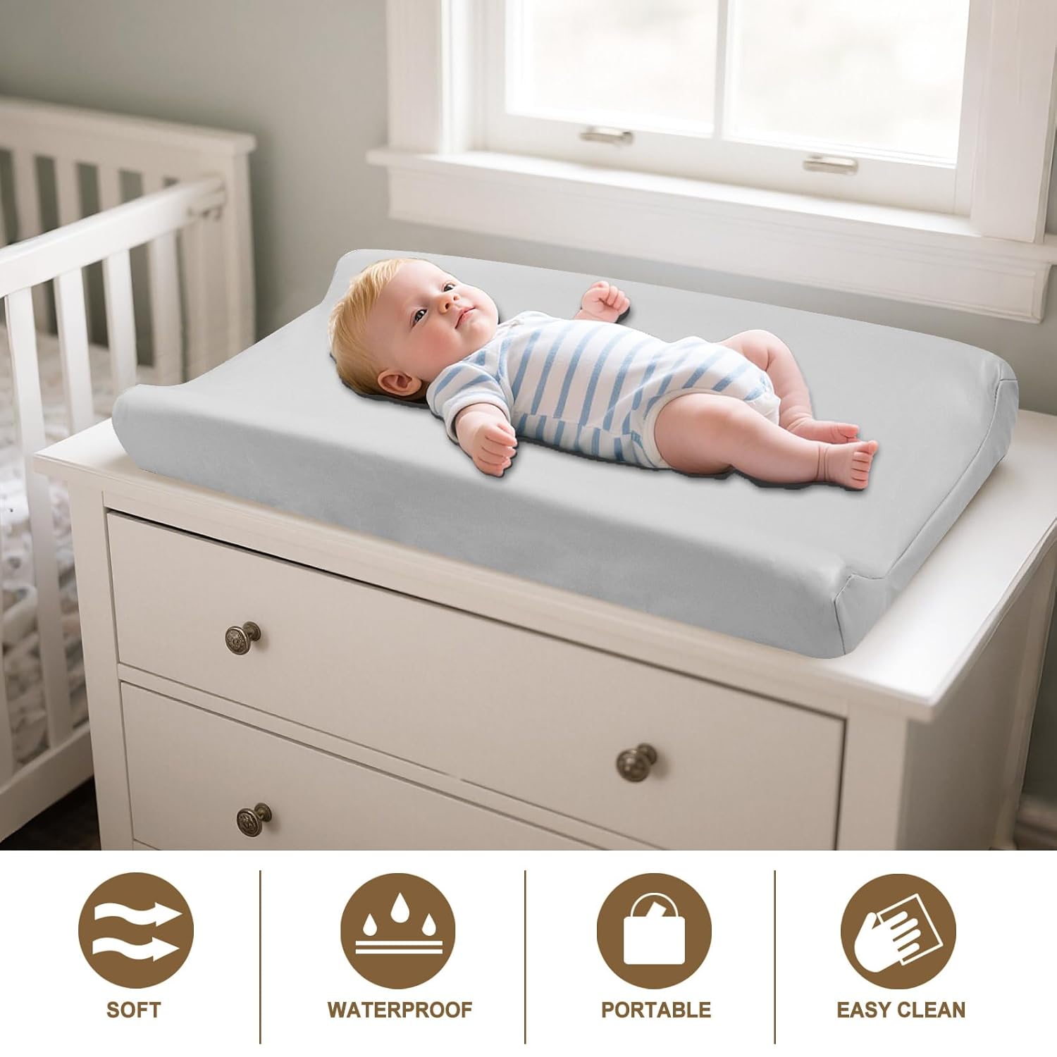 Owlowla Changing Pad Cover,Waterproof Changing Pad Covers-Soft Leather Diaper Changing Table