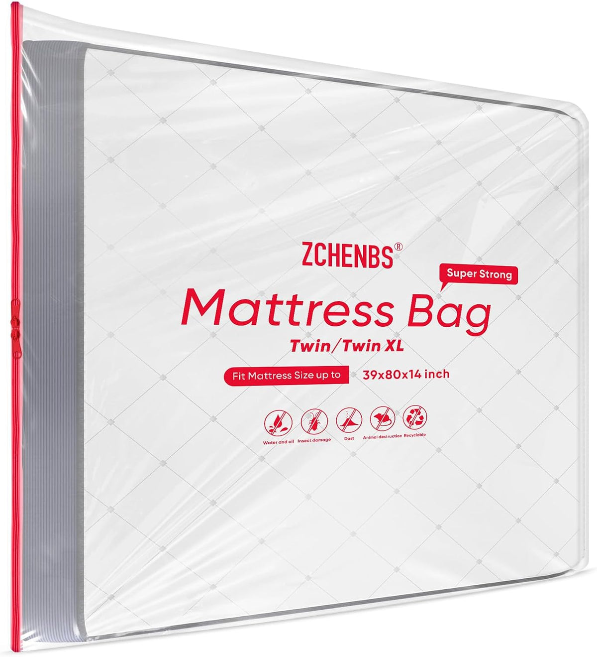 ZCHENBS® – Mattress Bags for Moving and Storage,Mattress Bag with Zippers,5 Mil Ultra-Thick Bed