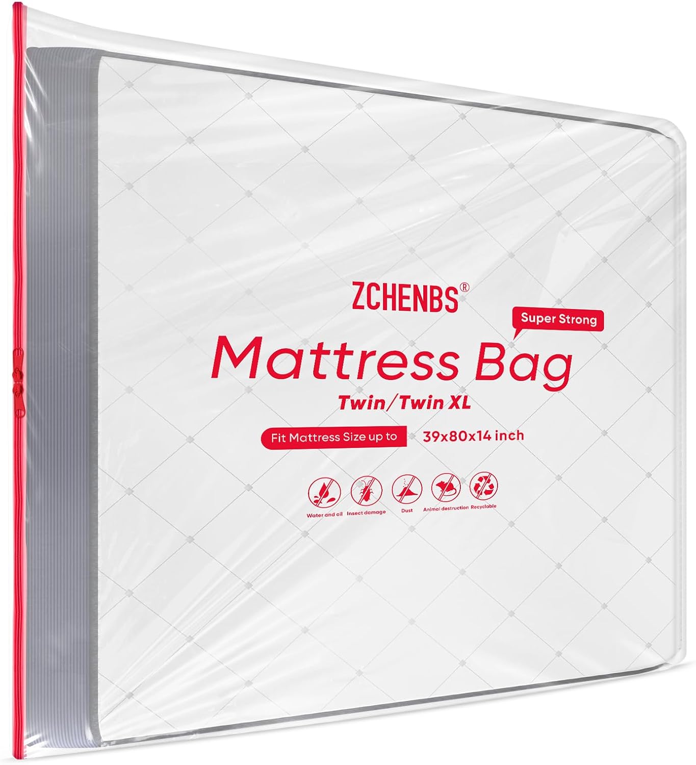 ZCHENBS® – Mattress Bags for Moving and Storage,Mattress Bag with Zippers,5 Mil Ultra-Thick Bed