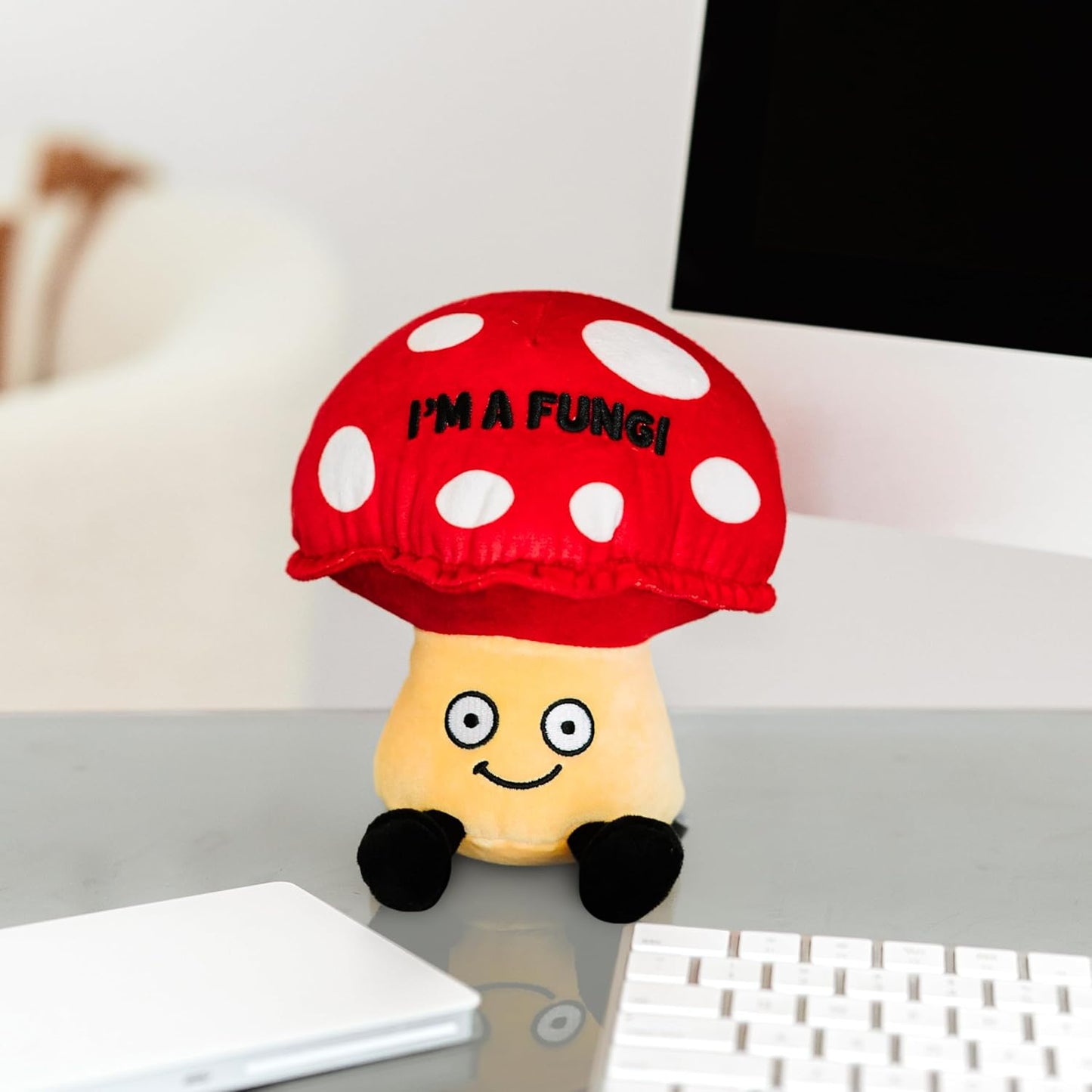 Mushroom Foodie Plushie, Funny Pun Meme Gag Gift, White Elephant, Stocking Stuffer Present, Great