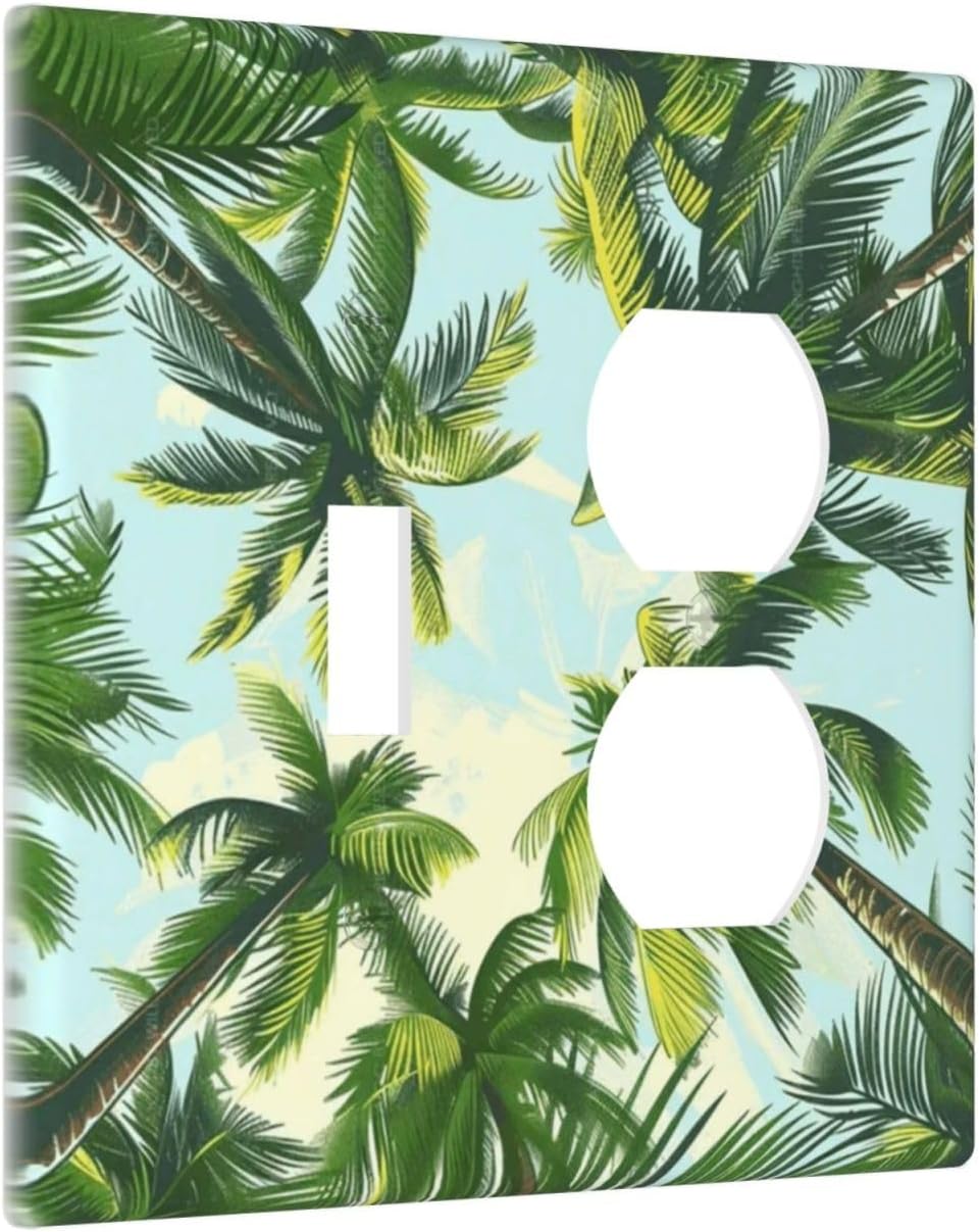 Summer Sky Coconut Palms Trees Green Plants Leaf Wallplates 1 Toggle 1 Duplex Switch Plate