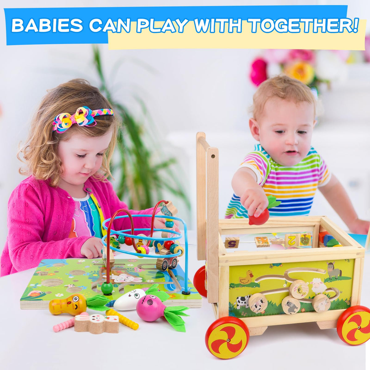 Wooden Activity Cube 7-in-1 Montessori Toy Multipurpose Educational Learning Toy for 1+ Year Old