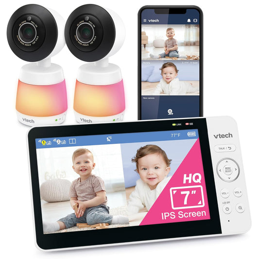 VTech 2-Cameras Smart WiFi Baby Monitor with 1080p FHD Video, Free App with Motion Video
