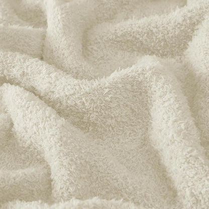 CYMULA Super Soft Knit Throw Blanket Throw Size Beige - Lightweight Plush Fuzzy Fluffy Warm Cozy